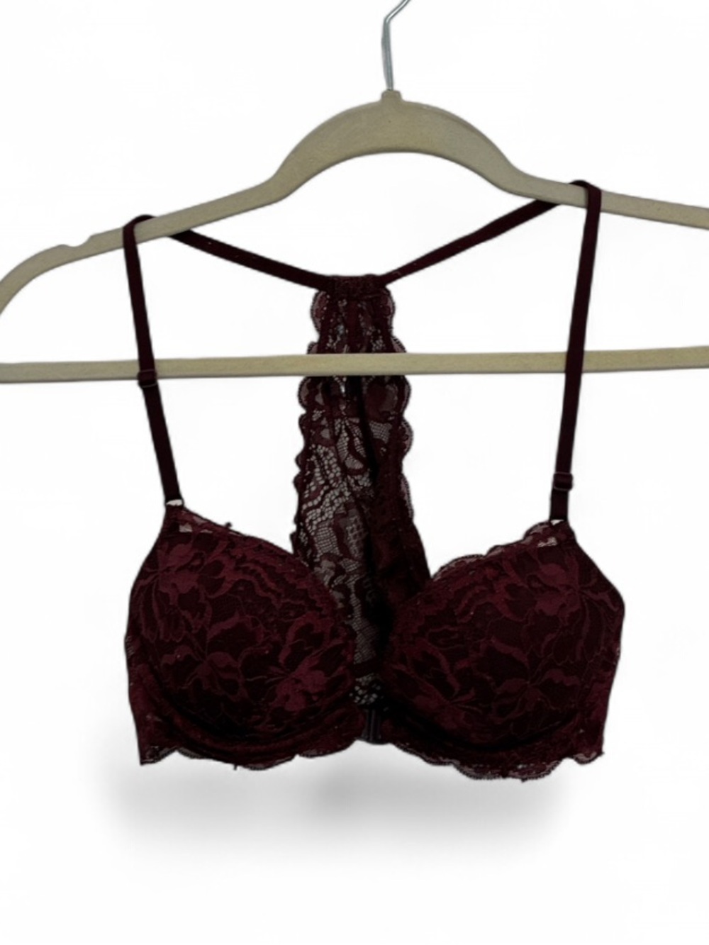 Pink Victoria’s Secret Lace Date Racerback Bra - Burgundy
